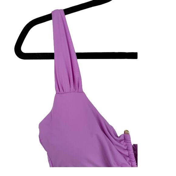 Becca Shirred v wire one piece swimsuit light purple size Medium M - Picture 3 of 7